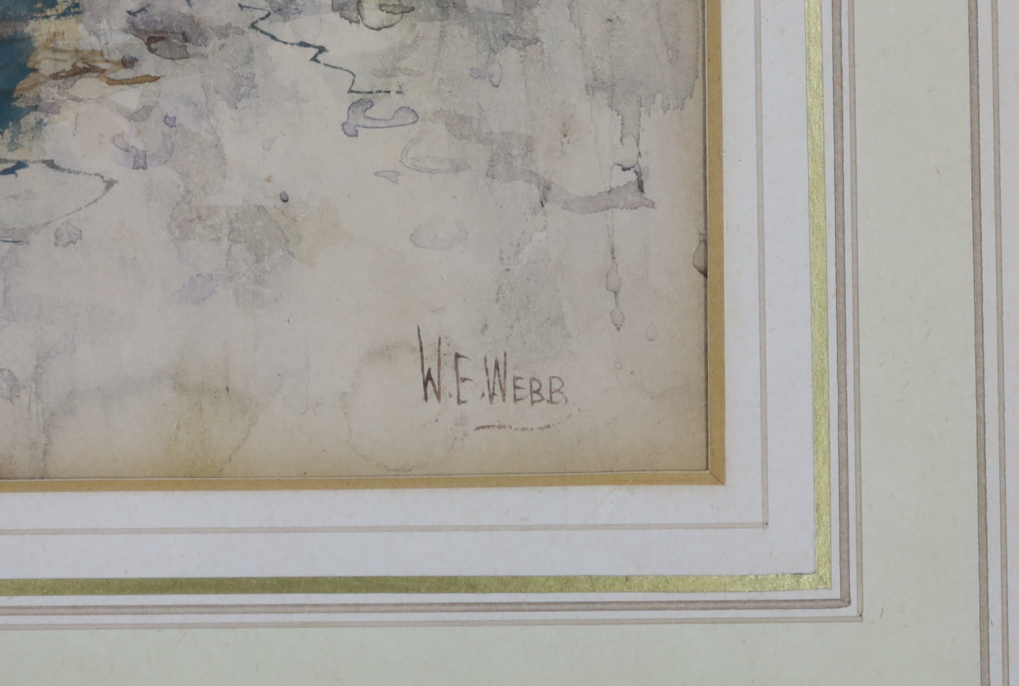 William Edward Webb (1862-1903), watercolour, Fisherwoman before boats, signed, Mackay Gallery label verso, 33 x 23cm